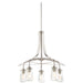 Poleis 5-Light Chandelier in Brushed Nickel & Clear Glass - Lamps Expo