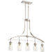 Poleis 5-Light Island Fixture in Brushed Nickel & Clear Glass - Lamps Expo