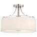 Poleis 3-Light Semi-Flush Mount in Brushed Nickel with White Linen Fabric Shade - Lamps Expo