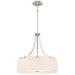 Poleis 3-Light Drum Pendant in Brushed Nickel with White Linen Fabric Shade - Lamps Expo