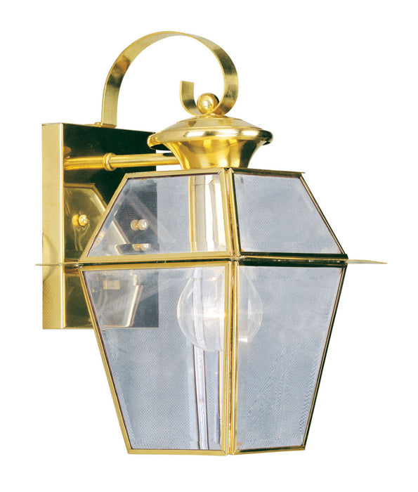 Westover 1 Light Outdoor Wall Lantern in Polished Brass