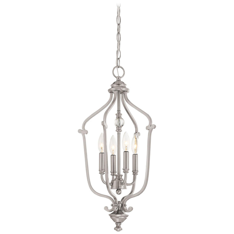 Savannah Row 4-Light Foyer in Brushed Nickel & Clear Glass - Lamps Expo