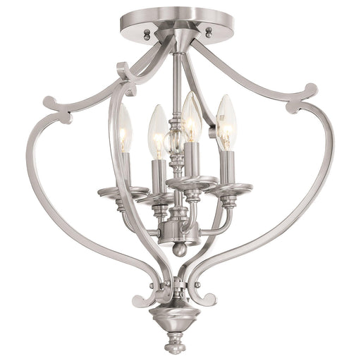 Savannah Row 4-Light Semi-Flush Mount (Convertible) in Brushed Nickel & Clear Glass - Lamps Expo
