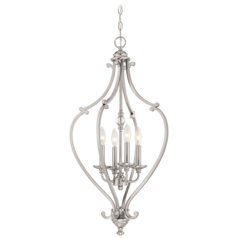 Savannah Row 4-Light Chandelier in Brushed Nickel & Clear Glass - Lamps Expo