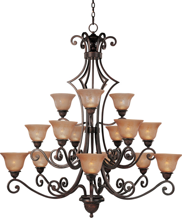 Symphony 15-Light Chandelier in Oil Rubbed Bronze with Screen Amber Glass/Shade - Lamps Expo