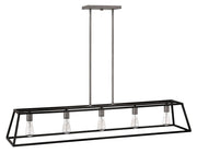 Fulton Five Light Open Frame Linear Chandelier in Aged Zinc
