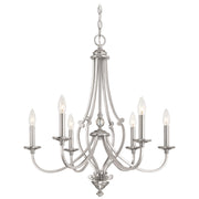 Savannah Row 6-Light Chandelier in Brushed Nickel & Clear Glass - Lamps Expo