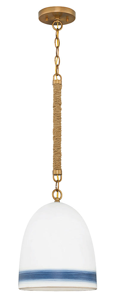 Nash Small Pendant in Heirloom Brass with Navy Stripe
