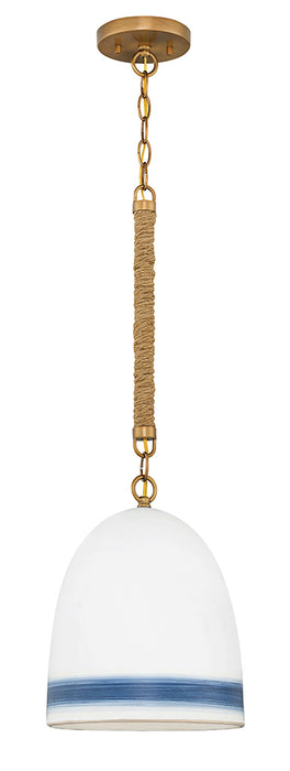 Nash Small Pendant in Heirloom Brass with Navy Stripe