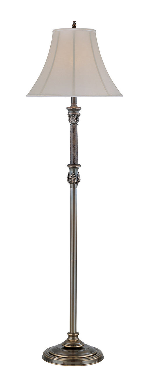 Monde Floor Lamp in Aged Bronze with White Fabric Shade, A 100W