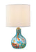 Pepita Table Lamp in Aqua Glass Body with White Fabric Shade, E27, CFL 11W & E12 C 7