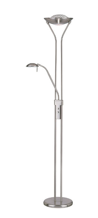Duality II Torchiere Reading Lamp in Polished Steel