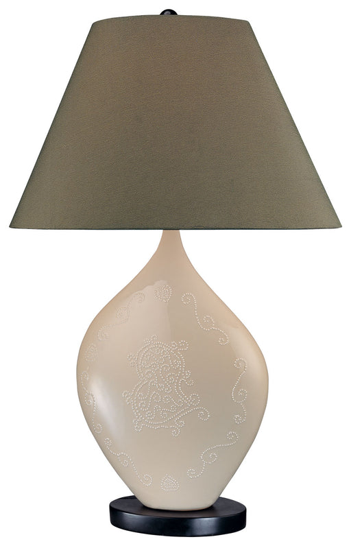 1-Light Table Lamp in Cream with Fabric Shade