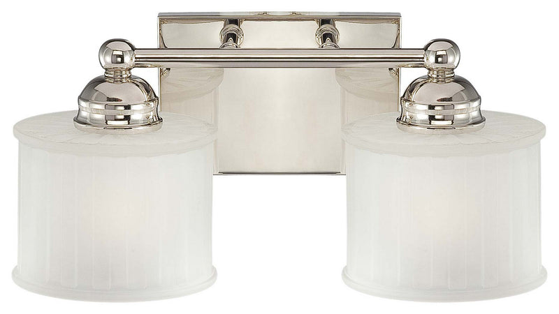 1730 Series 2-Light Bath Vanity in Polished Nickel & Etched Glass