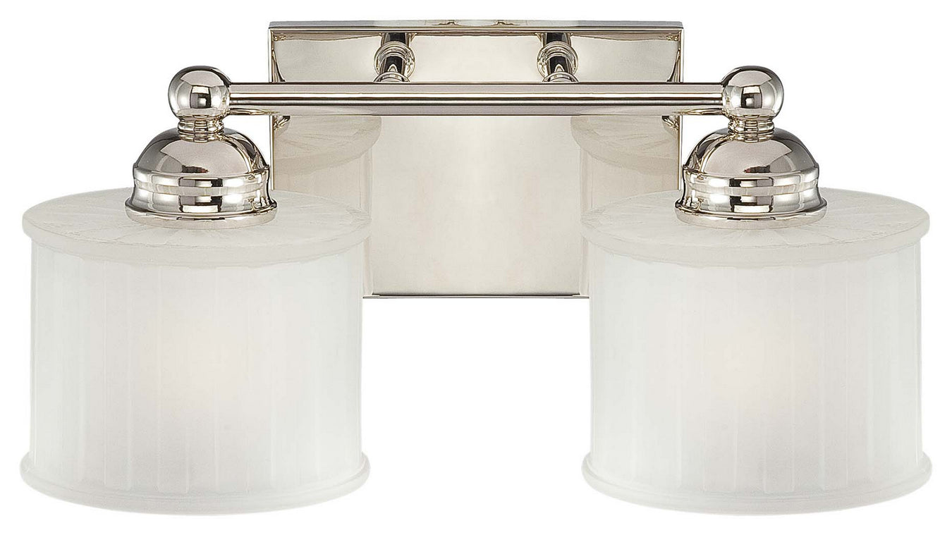1730 Series 2-Light Bath Vanity in Polished Nickel & Etched Glass