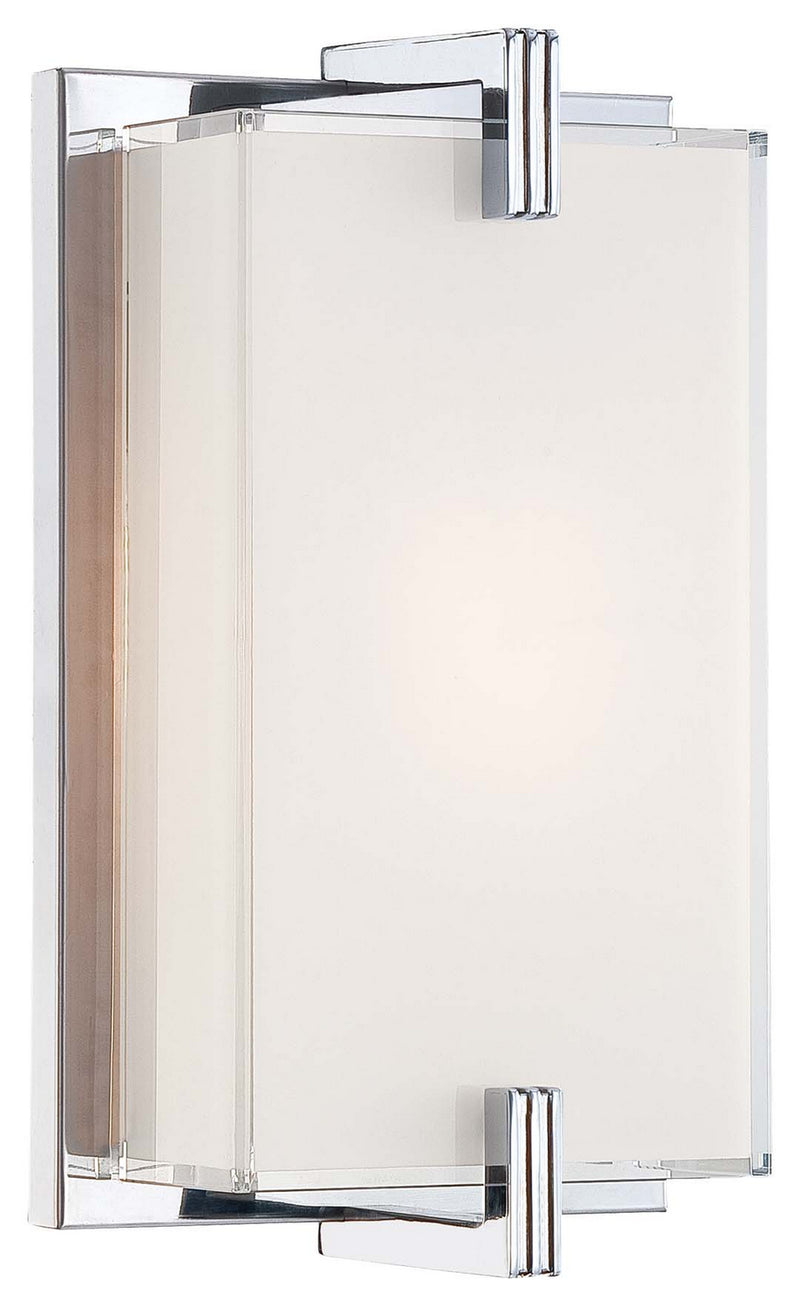 Cubism 1 Light Wall Sconce in Chrome with Mitered/White Inside