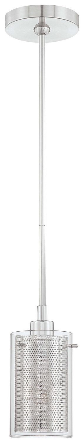 Grid II 1 Light Mini Pendant in Chrome with Clear Glass
