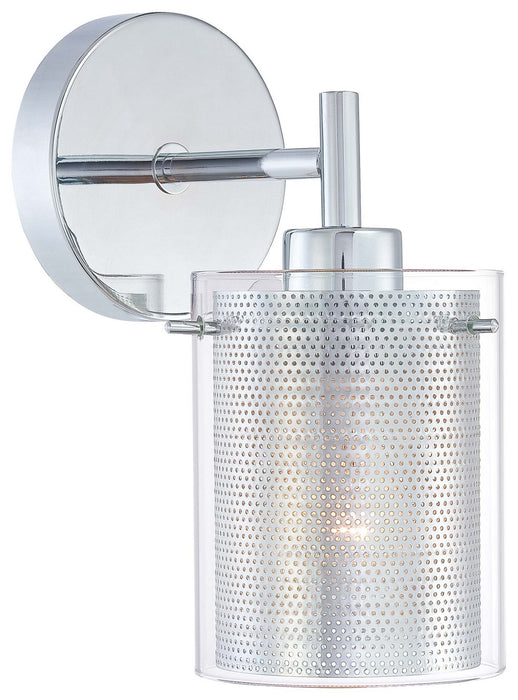 Grid II 1 Light Wall Sconce in Chrome with Clear