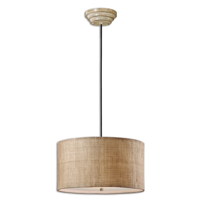 Uttermost's Dafina 3 Light Burlap Drum Pendant
