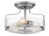 Harper Medium Semi-Flush Mount in Brushed Nickel with Clear Seedy glass