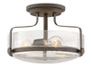 Harper Medium Semi-Flush Mount in Oil Rubbed Bronze with Clear Seedy glass