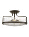 Harper Large Semi-Flush Mount in Oil Rubbed Bronze with Clear Seedy glass