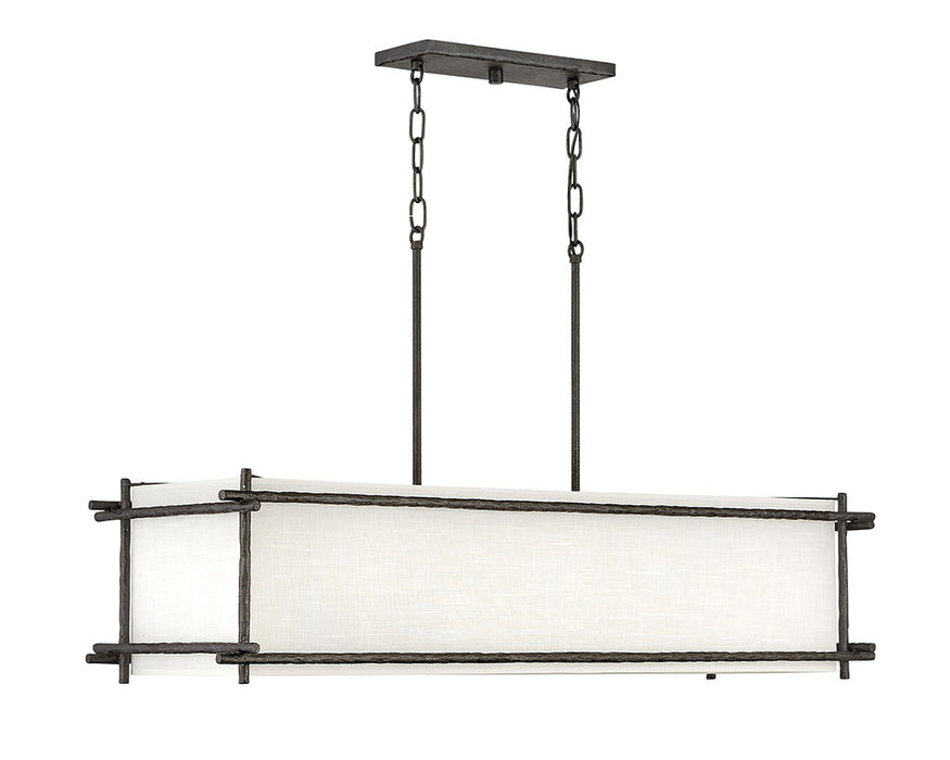 Tress Six Light Linear Chandelier in Forged Iron