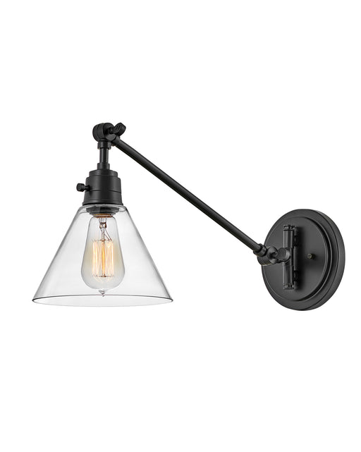 Arti Small Single Light Sconce in Black with Clear glass