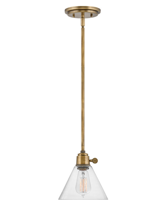 Arti Small Pendant in Heritage Brass with Clear glass