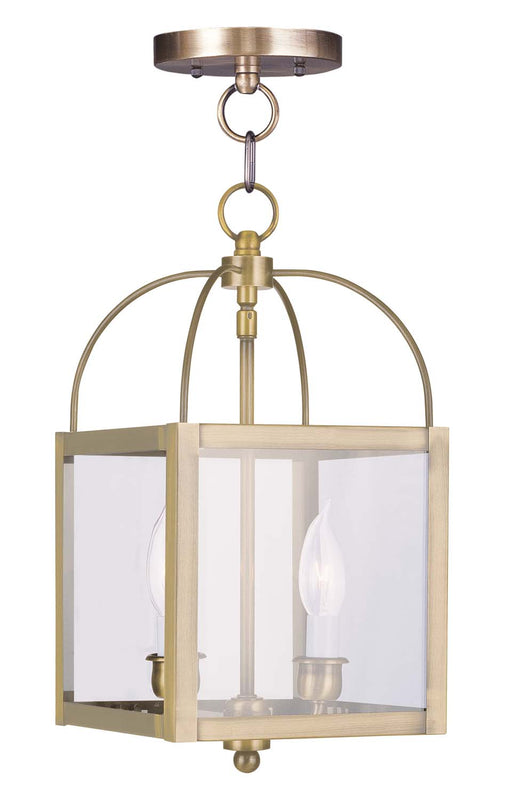 Milford 2 Light Convertible Mini Pendant/Ceiling Mount in Antique Brass