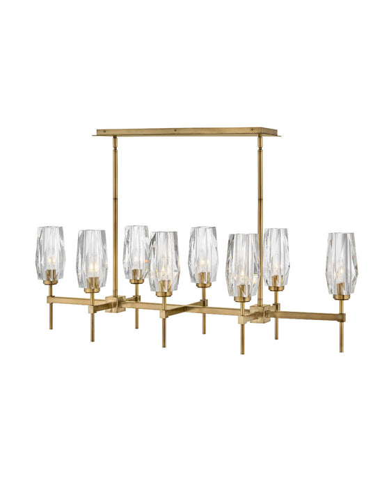 Ana Eight Light Linear Chandelier in Heritage Brass