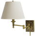 Wall Swing Arm Lamp in Antique Brass with Off-White Linen Hardback