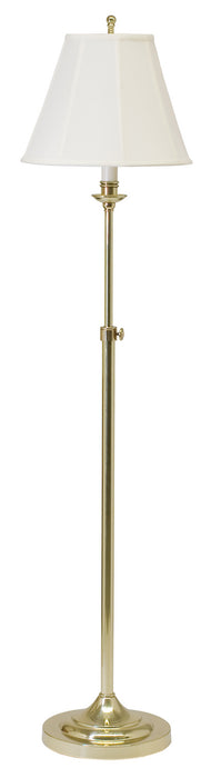 Club Adjustable Polished Brass Floor Lamp with Off-White Linen Softback Shade