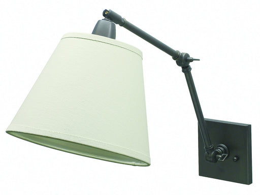 Direct Wire 20 Inch Oil Rubbed Bronze Library Lamp with Off-White Linen Hardback
