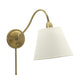 Hyde Park Wall Lamp Weathered Brass with White Linen Shade with Off-White Linen Hardback