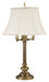 Newport 30 Inch Antique Brass Six-Way Table Lamp with Off-White Linen Softback Shade