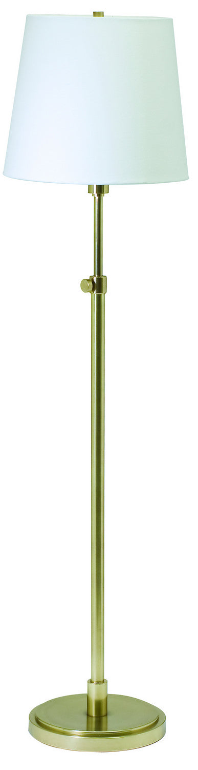 Townhouse Adjustable Floor Lamp in Raw Brass with Off-White Linen Hardback