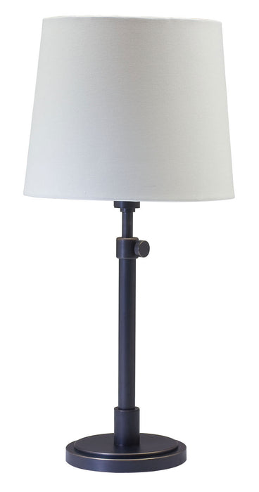 Townhouse Adjustable Table Lamp in Oil Rubbed Bronze with Off-White Linen Hardback