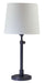 Townhouse Adjustable Table Lamp in Oil Rubbed Bronze with Off-White Linen Hardback