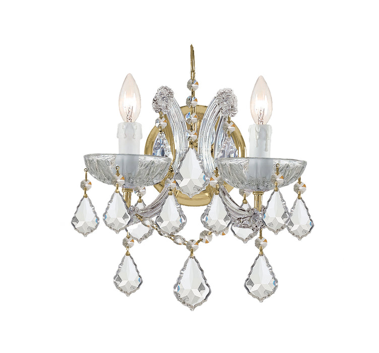 Maria Theresa 2 Light Wall Mount in Gold with Clear Hand Cut Crystal