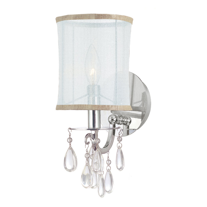 Hampton 1 Light Wall Mount in Polished Chrome with Clear Teardrop Almond Crystal