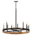 Wells Twelve Light Linear Chandelier in Weathered Brass