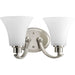 Joy 2-Light Bath & Vanity Lighting in Brushed Nickel with Etched White Glass