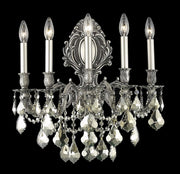 Monarch 5-Light Wall Sconce in Pewter with Golden Teak (Smoky) Royal Cut Crystal