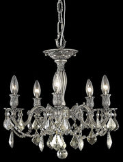 Rosalia 5-Light Flush Mount in Pewter with Golden Teak (Smoky) Royal Cut Crystal