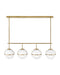 Hollis Four Light Linear Chandelier in Heritage Brass