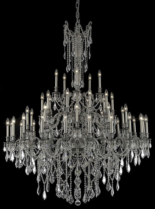 Rosalia 45-Light Chandelier in Pewter with Golden Teak (Smoky) Royal Cut Crystal