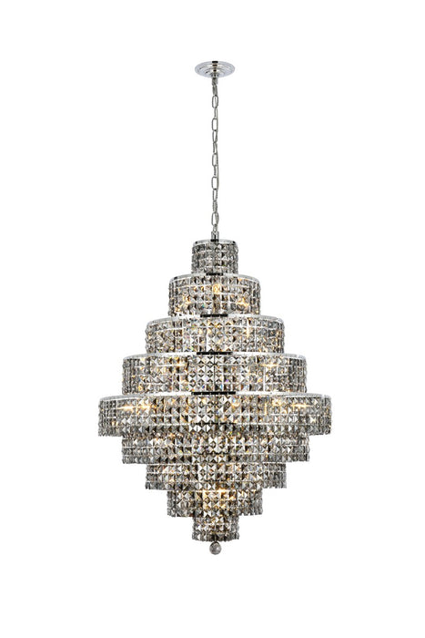 Maxime 20-Light Chandelier in Chrome with Silver Shade (Grey) Royal Cut Crystal