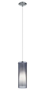 Pinto Nero 1x60W Mini Pendant With Matte Nickel Finish & Inner White Glass Surronded by an Outer Smoked Glass