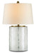 Oscar 1 Light Table Lamp in Clear & Brass with Off White Shantung Shade